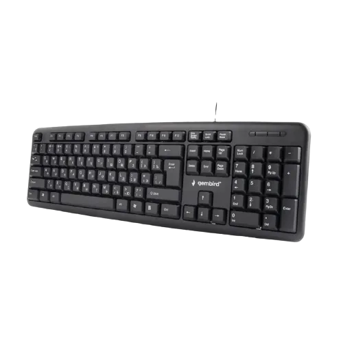 Клавиатура Gembird KB-U-103-RU проводная, мембранная, чёрная, USB, English/Русский