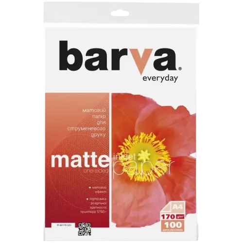 Фотобумага Barva Everyday Matt A4 170 г/м², матовая, белая, 100 листов