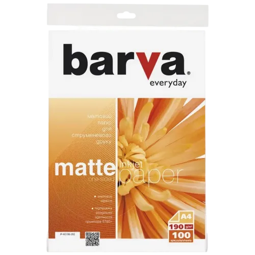 Фотобумага Barva Everyday Matt A4 190 г/м², матовая, белая, 100 листов