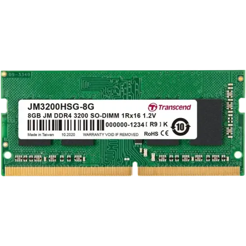 Оперативная память Transcend 8 ГБ DDR4 3200 МГц SO-DIMM PC4-25600 CL22 для ноутбука Оперативная память Transcend 8 ГБ DDR4 3200 МГц SO-DIMM PC4-25600 CL22 для ноутбука