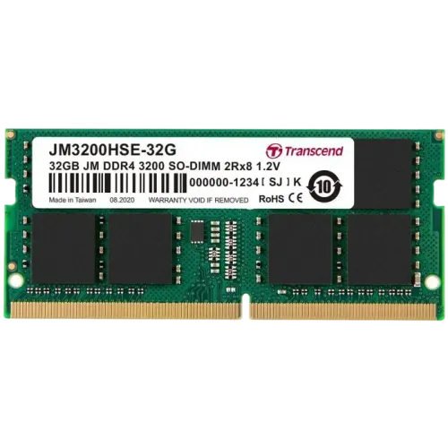 Оперативная память Transcend 32 ГБ DDR4 3200 МГц PC4-25600, SO-DIMM, 1x32 ГБ Оперативная память Transcend 32 ГБ DDR4 3200 МГц PC4-25600, SO-DIMM, 1x32 ГБ