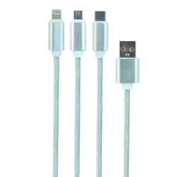 Кабель Cablexpert CC-USB2-AM31-1M-G USB-A - micro-USB / USB-C / Lightning, 1 м, белый