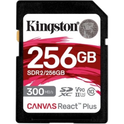 Карта памяти Kingston Canvas React Plus 256 ГБ, SDXC, UHS-II, U3, 300 МБ/с