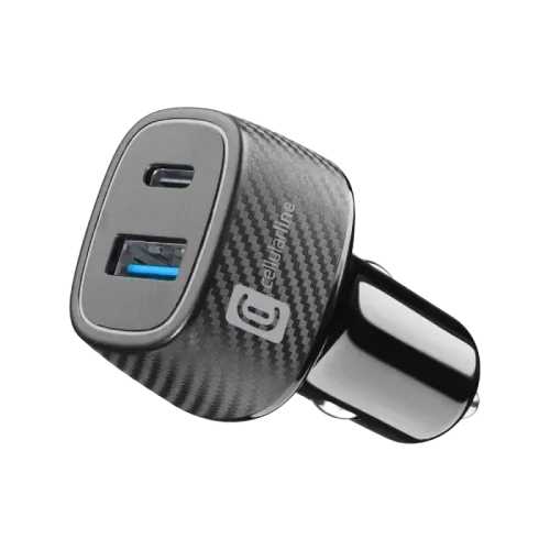 Автомобильное зарядное устройство Cellularline Dual Kit, 48 Вт, USB-A + USB-C, чёрное