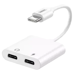Аудиоадаптер Remax RL-LA11a USB Type-C на USB Type-C, белый, 12 см Аудиоадаптер Remax RL-LA11a USB Type-C на USB Type-C, белый, 12 см