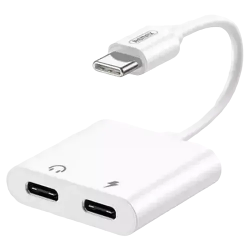 Аудиоадаптер Remax RL-LA11a USB Type-C на USB Type-C, белый, 12 см Аудиоадаптер Remax RL-LA11a USB Type-C на USB Type-C, белый, 12 см