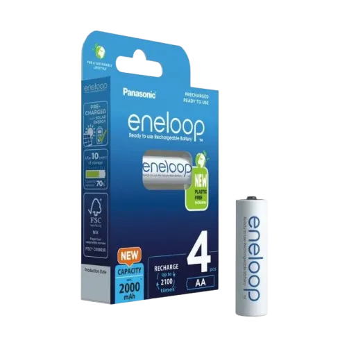 Аккумуляторные батарейки Panasonic Eneloop BK-3MCDE/4CP AA, Ni-MH, 2000 мАч, 4 шт. Аккумуляторные батарейки Panasonic Eneloop BK-3MCDE/4CP AA, Ni-MH, 2000 мАч, 4 шт.