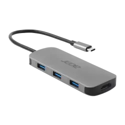 Док-станция Acer HP.DSCAB.018, USB Type-C, 3x USB-A, HDMI, SD и MicroSD, серебристая