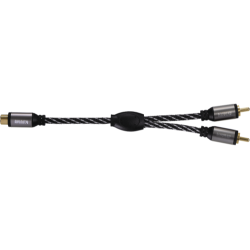 Кабель для сабвуфера Avinity RCA с адаптером 2 RCA, 3 м, тканевая оплётка, позолоченные контакты