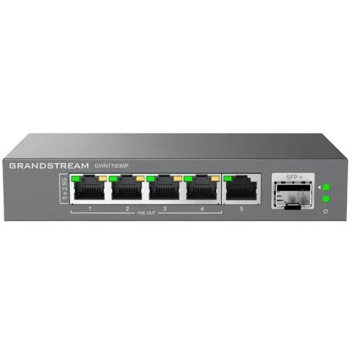 PoE-коммутатор Grandstream GWN7700MP 5x 2.5G, 4x PoE, 1x SFP+, серый PoE-коммутатор Grandstream GWN7700MP 5x 2.5G, 4x PoE, 1x SFP+, серый