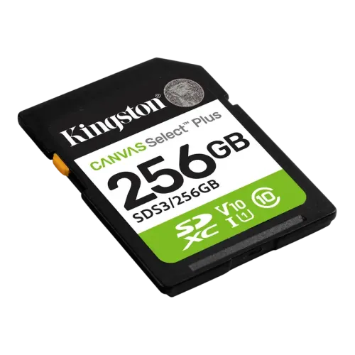 Карта памяти Kingston Canvas Select Plus Gen3 256 ГБ, SDXC, UHS-I, 150 МБ/с