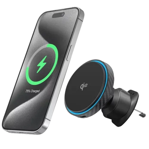 Автомобильный держатель с беспроводной зарядкой Proove Graphite Circle Qi2, чёрный