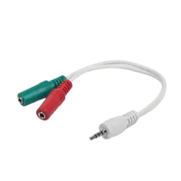 Аудио адаптер Cablexpert CCA-417W, 3,5 мм 4-pin (M) на 2x 3,5 мм 3-pin (F), 0,2 м, белый
