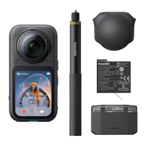 Экшн-камера Insta360 X6 Essentials Bundle 8K, 360°, 120 МП, 50 к/с, 64 ГБ, черная