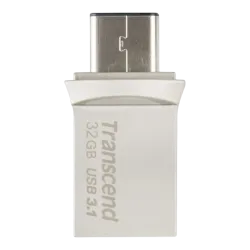USB-флеш-накопитель Transcend JetFlash 890 32 ГБ USB 3.1, USB Type-C и Type-A, серебристый
