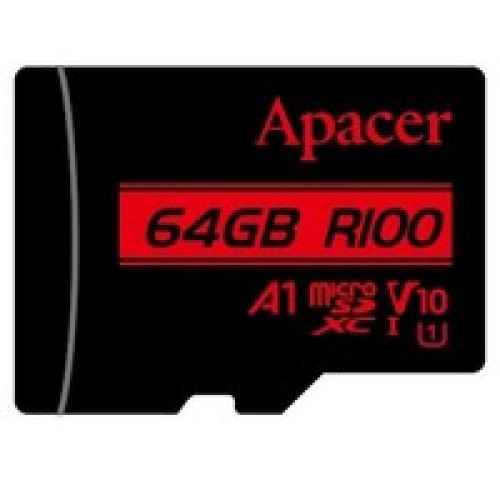 Карта памяти Apacer microSDXC 64 ГБ UHS-I U1 Class 10 A1 V10 до 100 МБ/с без адаптера