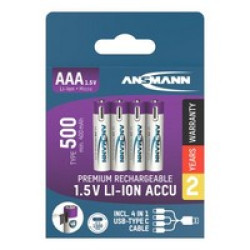 Аккумуляторы Ansmann Li-Ion AAA 500 мА·ч, 4 шт.