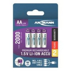Аккумуляторы Ansmann Li-Ion AA 2000 мА·ч, 4 шт.