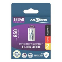 Аккумулятор Ansmann Li-Ion 16340 / RCR123 850 мА·ч с USB Type-C