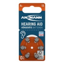 Батарейки для слуховых аппаратов Ansmann Hearing Aid 13 / PR48 / AZA13, 1,4 В, 6 шт. Батарейки для слуховых аппаратов Ansmann Hearing Aid 13 / PR48 / AZA13, 1,4 В, 6 шт.