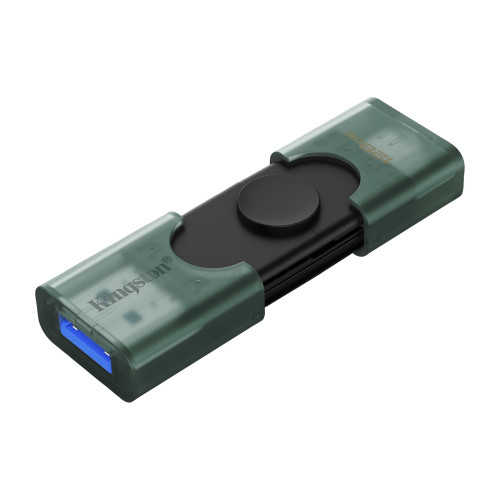 USB Flash накопитель Kingston DataTraveler Duo 128 ГБ Чёрный/Прозрачный зелёный