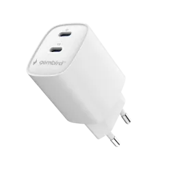 Сетевое зарядное устройство Gembird 45 Вт, 2x USB-C, белое