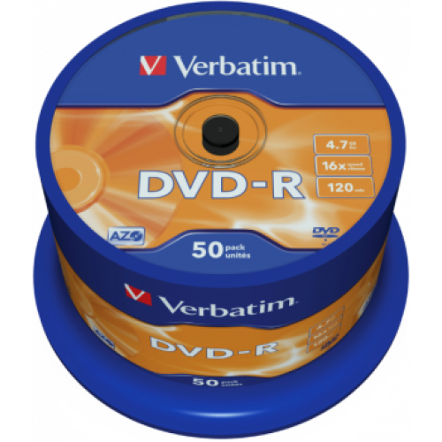 Диски DVD-R Verbatim 4.7 ГБ 16x AZO, 50 шт., 43548 Диски DVD-R Verbatim 4.7 ГБ 16x AZO, 50 шт., 43548